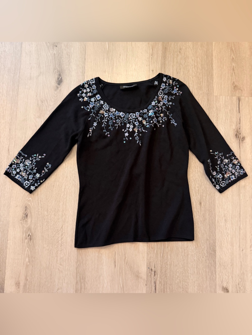 Vintage Y2K  items by Michelle Nicole Beaded Floral Knit Top Medium Whimsigoth